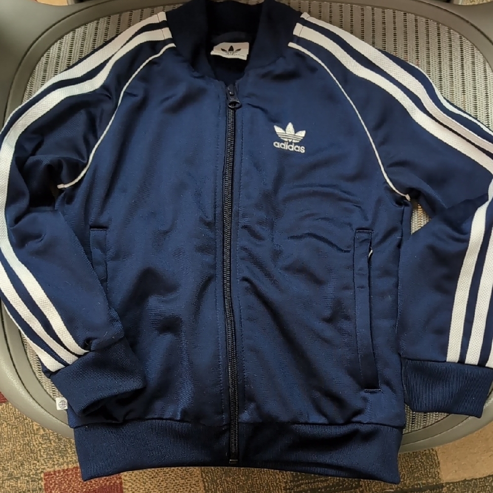 adidas Navy and White Kids Track Jacket